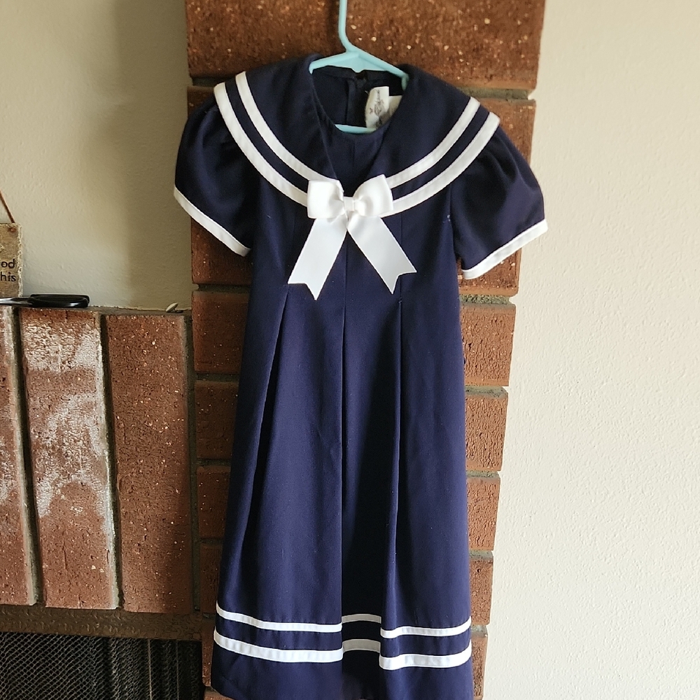 Navy Blue and White Kids Dress